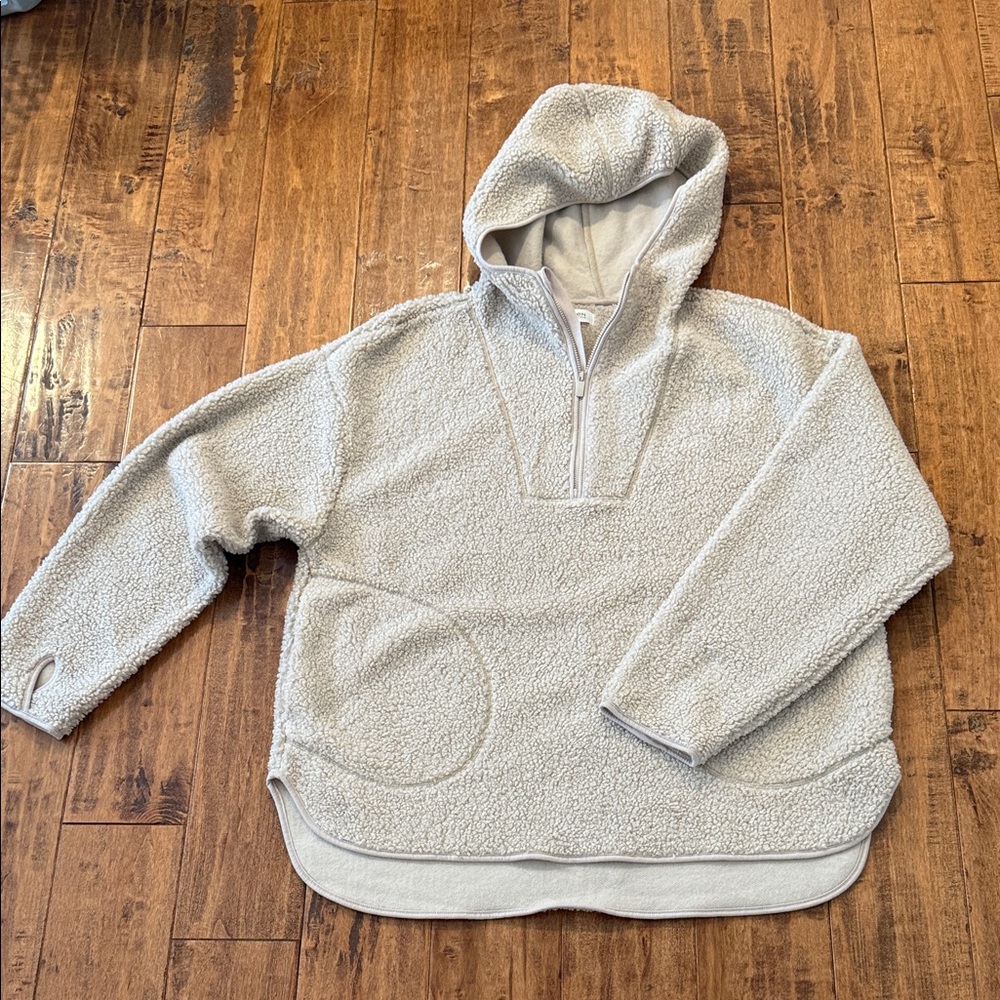 Talbots Haven Cozy Cream Sherpa pullover Hoodie. NWOT. Large